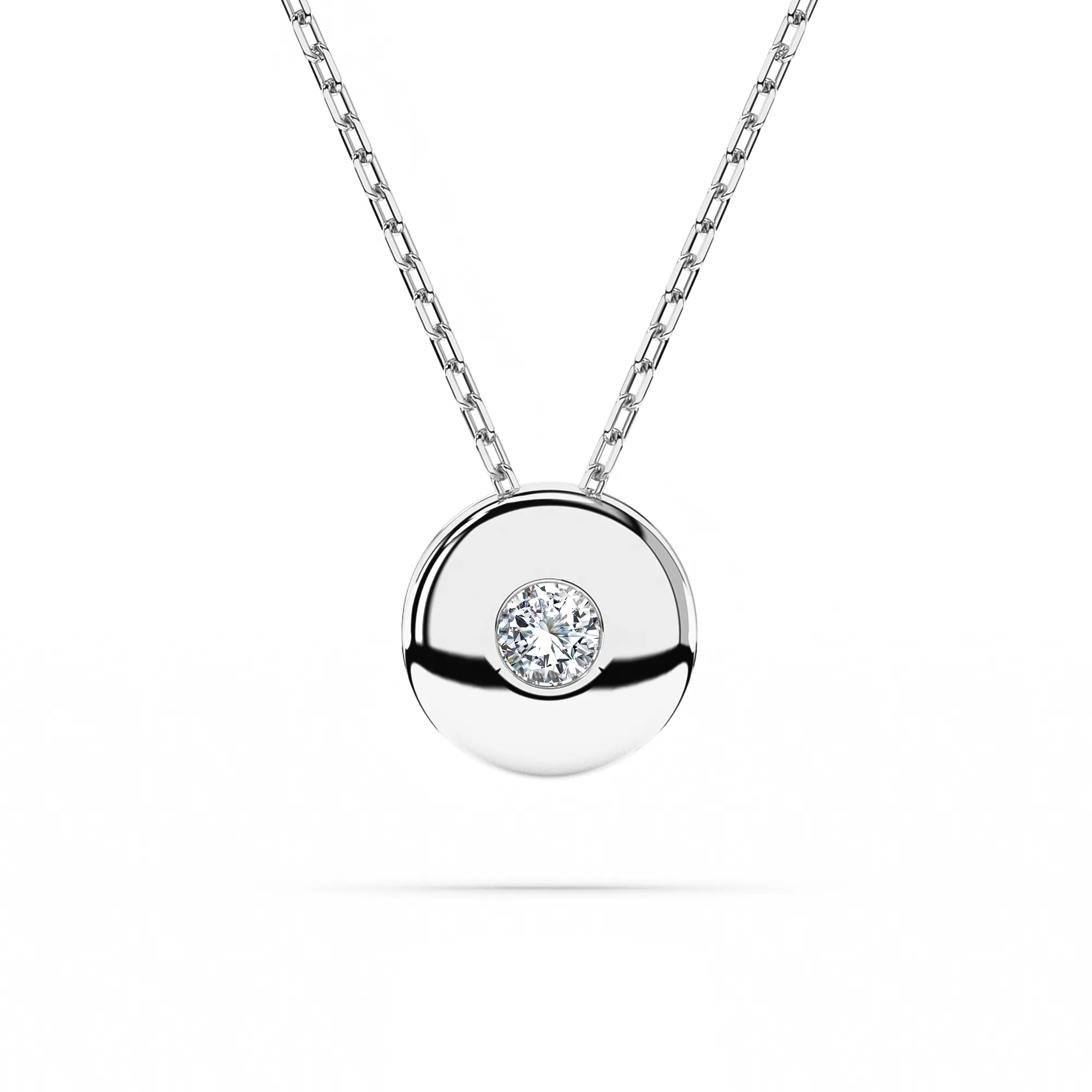 0,04 Karat Diamant Anhänger Zarge Weißgold 585 (14K) mit Goldkette für Damen