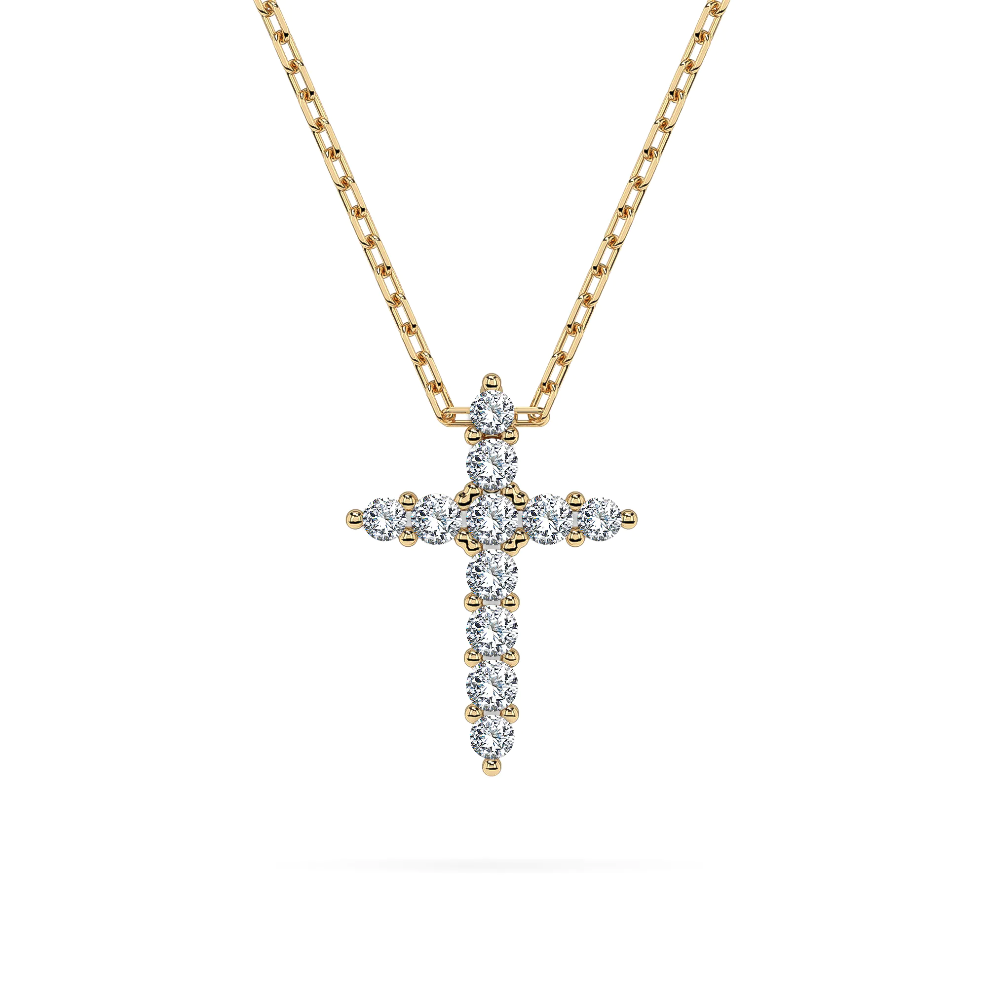 0,09 Karat Diamant Anhänger Kreuz Gelbgold 585 (14K) mit Goldkette 45 (42+3) cm, für Damen