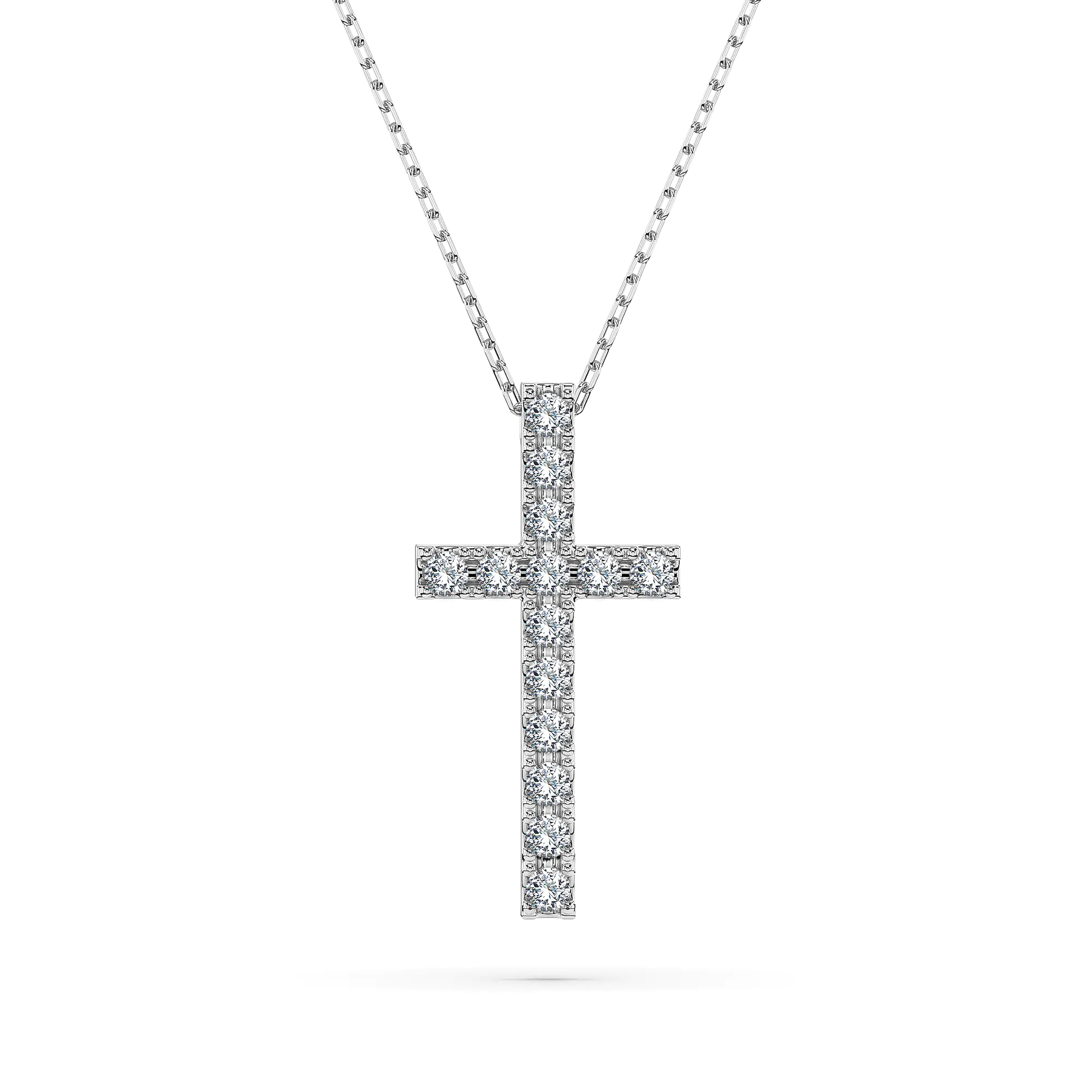 0,2 Karat Diamant Anhänger Kreuz Weißgold 585 (14K) mit Goldkette 45 (40+5) cm, für Damen