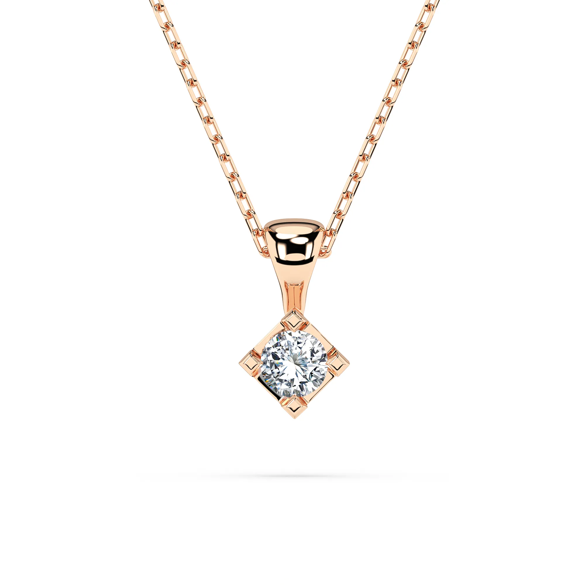 0,08 Karat Diamant Anhänger 4 Krappe Rotgold 585 (14K) mit Goldkette 45 für Damen