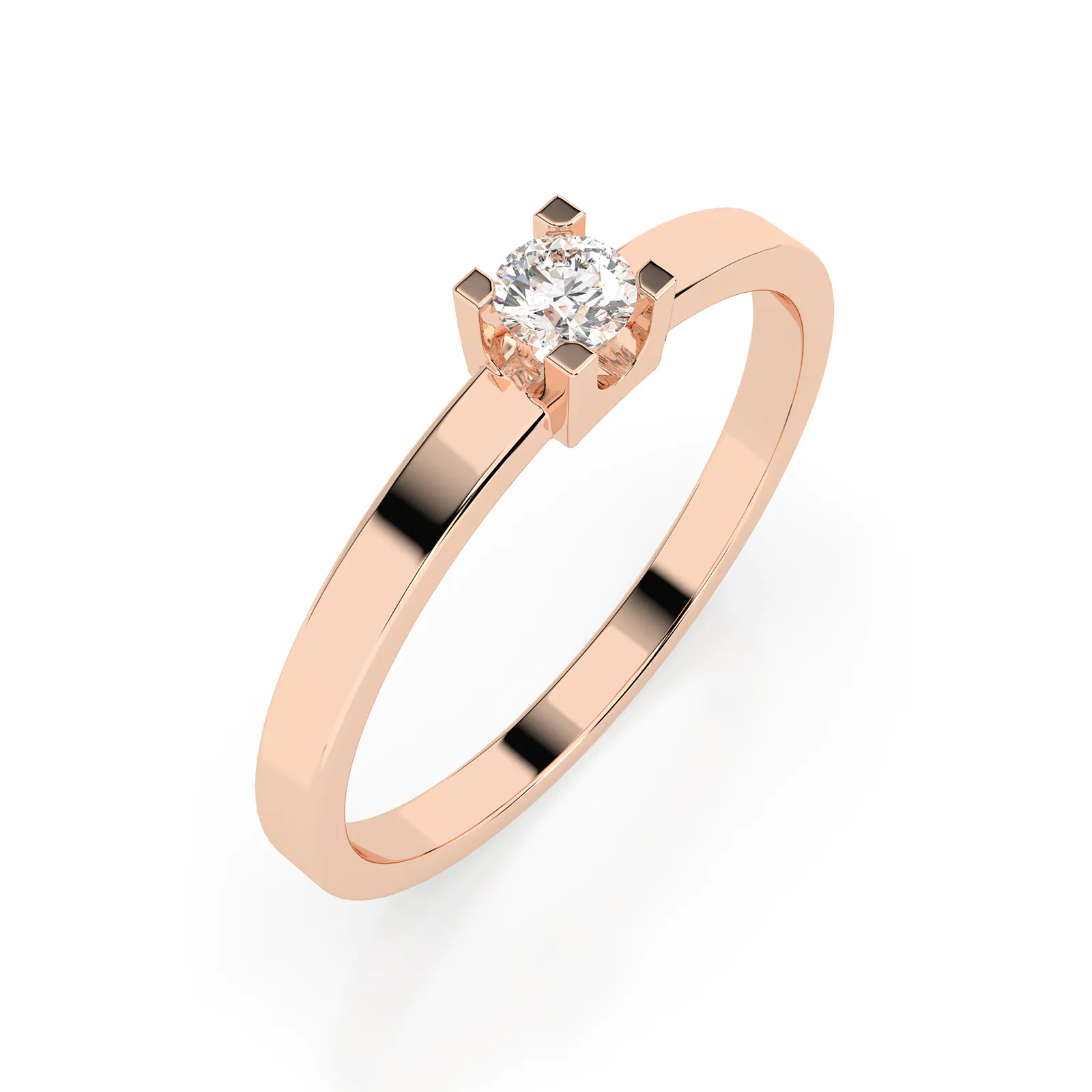 0,10 Karat Diamant Verlobungsring mit 1 Diamanten, Rotgold 585 / 14K