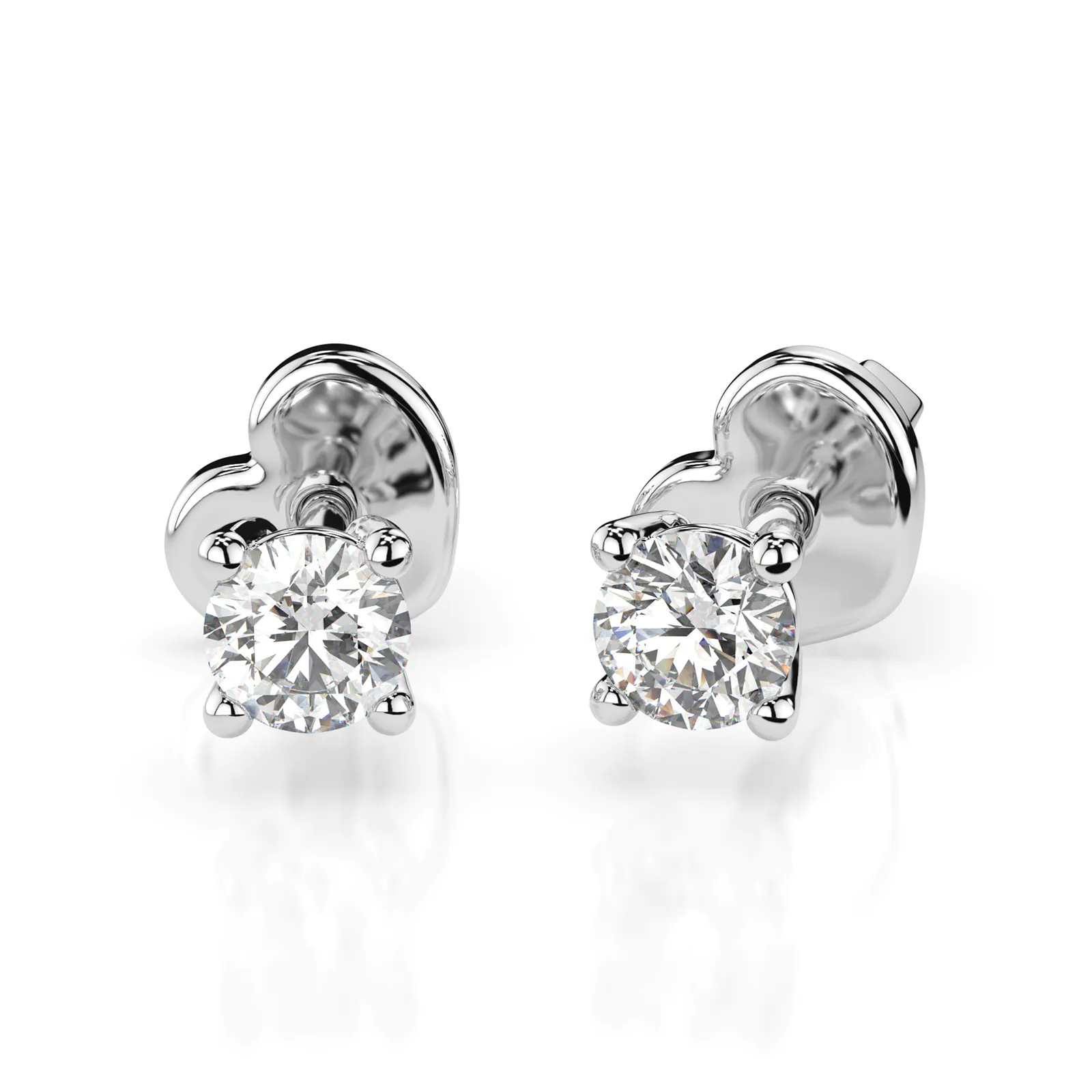 0,12 Karat Diamant Ohrstecker mit 2 echten Diamanten, Weißgold 585 / 14K