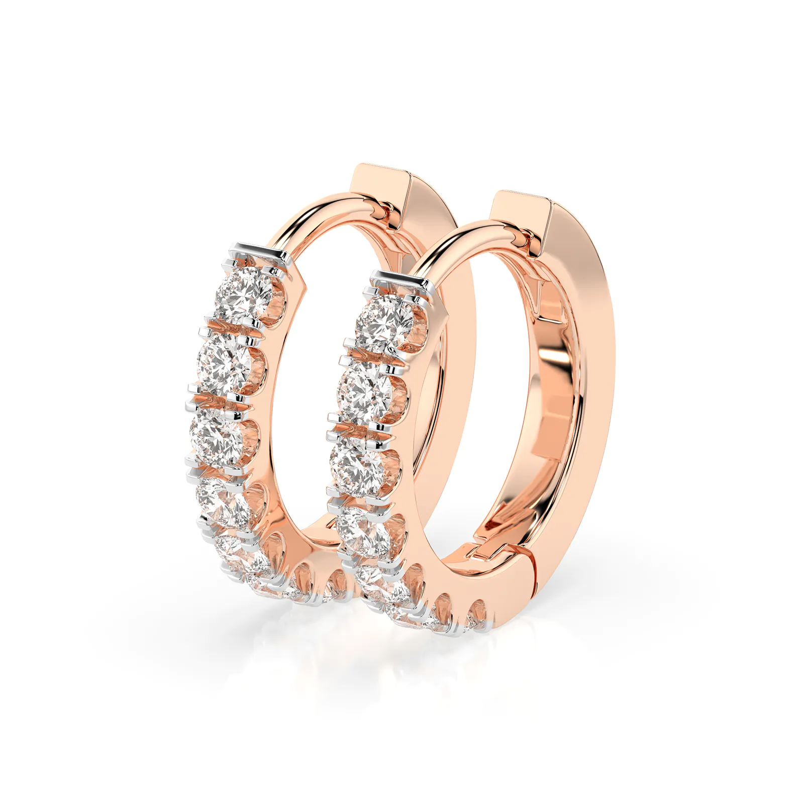 0,42 Karat Diamant Creolen, Rotgold 585 / 14 Karat, Gewicht ca. 2.1 g.