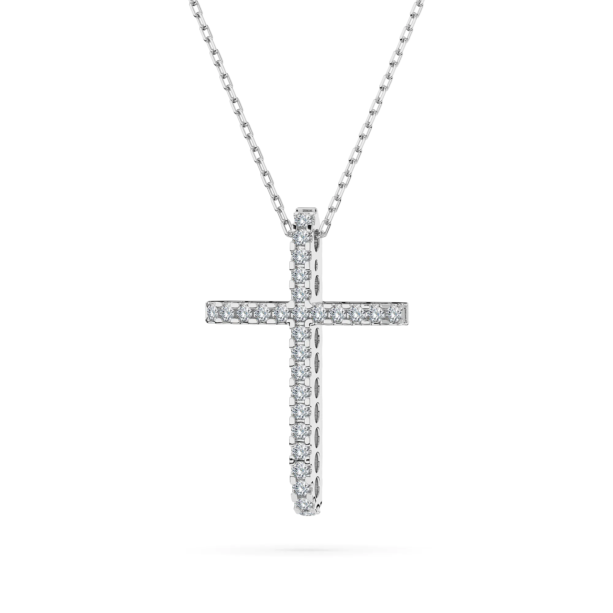 0,14 Karat Diamant Anhänger Kreuz Weißgold 585 (14K) mit Goldkette 45 (42+3) cm, für Damen