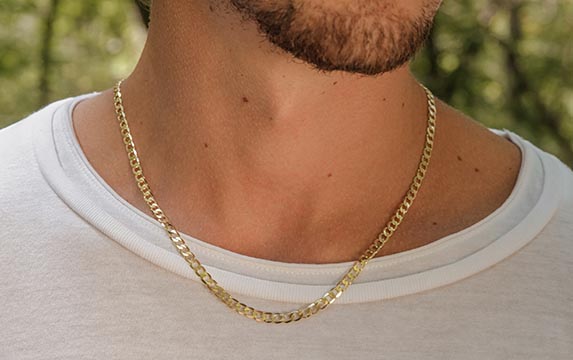 Goldkette f&uuml;r Herren &ndash; massive Panzerkette aus Gelbgold 585 am Hals